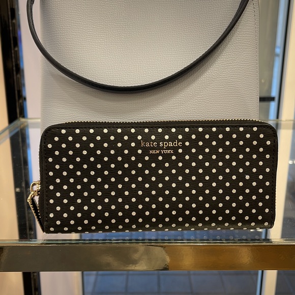 Kate Spade Spencer Metallic Dot Slim Continental Wallet in Black Multi k4546 - Picture 14 of 16